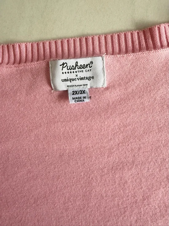 Pusheen Pink Short Sleeve Cardigan with Embroidered Cat Detail - Picture 5 of 5